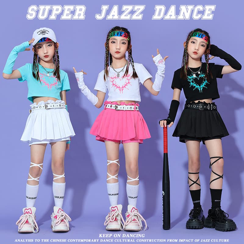 Children's Jazz Dance Performance Outfit for Girls, Hip Hop Streetwear Set for Kids