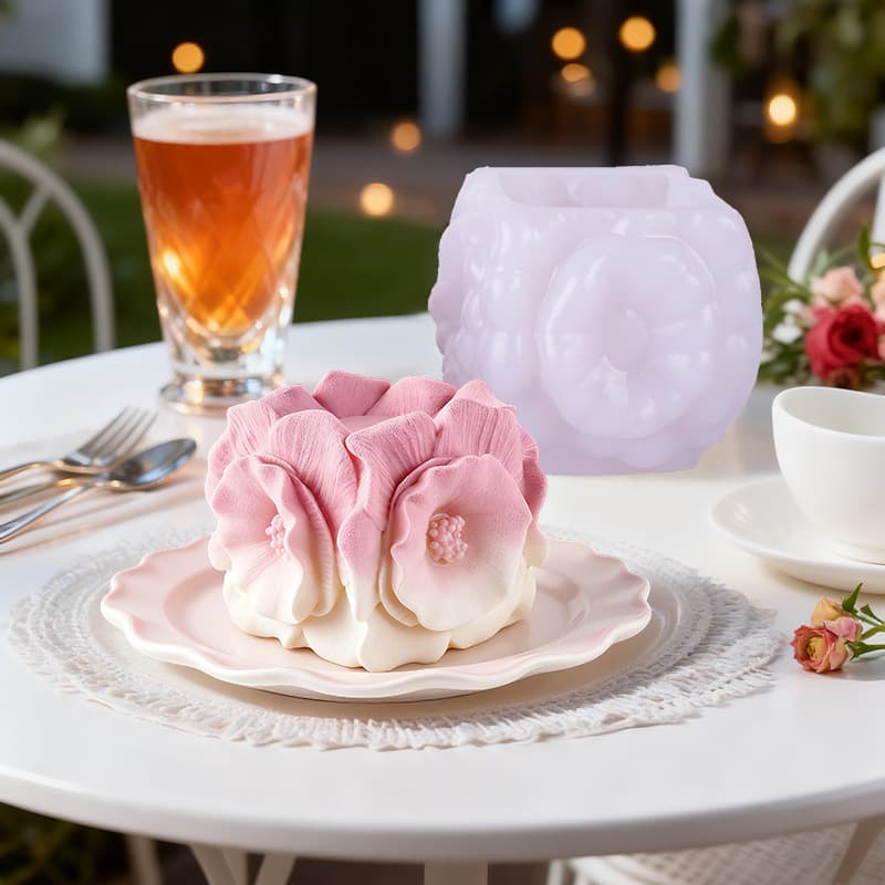 Sanxin French Square Flower Series Dessert Mousse Cake Silicone Mold DIY Chocolate Ice Cream Mold