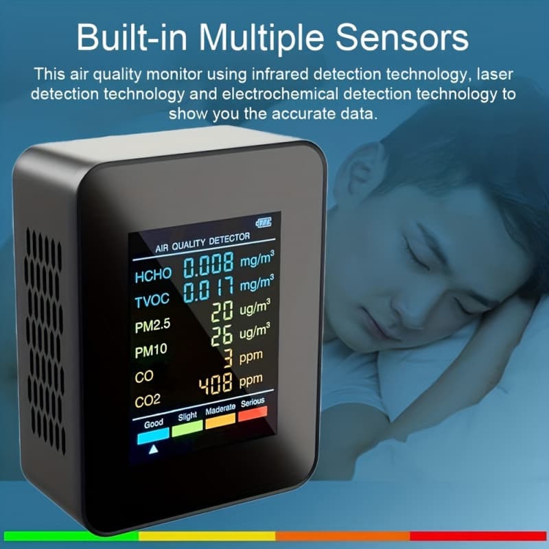 2026 New Cross-Border Drop Shipping 6-in-1 Air Quality Monitor with LCD, Cross-Border Drop Shipping