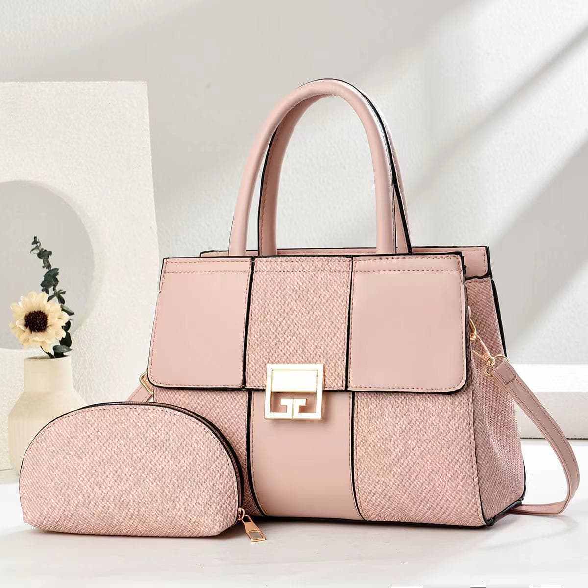 New style splicing high-end simple solid color versatile large-capacity shoulder portable cross-border texture women's bag mother-in-law bag