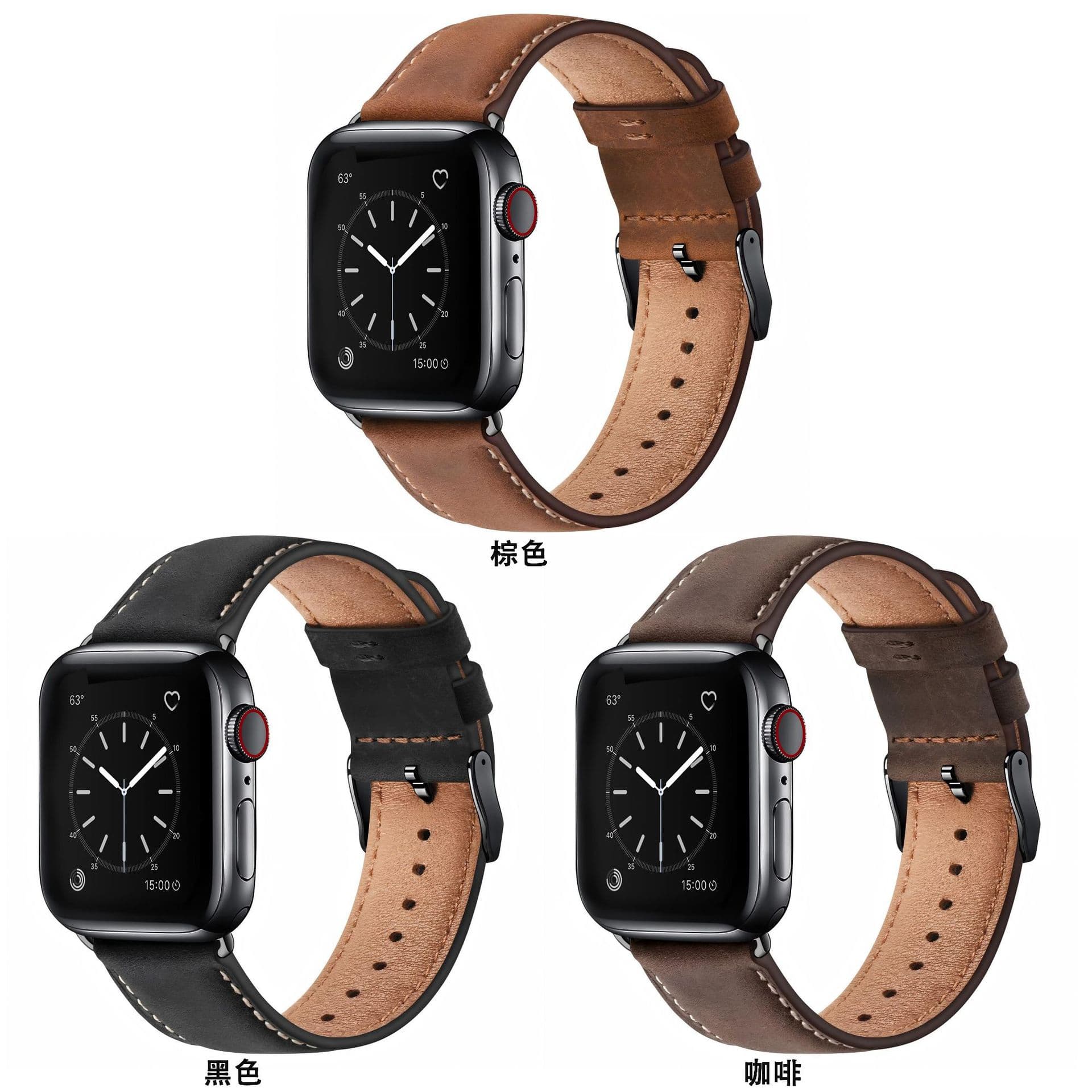 Compatible with Apple Watch 11/10/9/8/7/6/SE Classic Top-Grain Leather Apple Watch Band