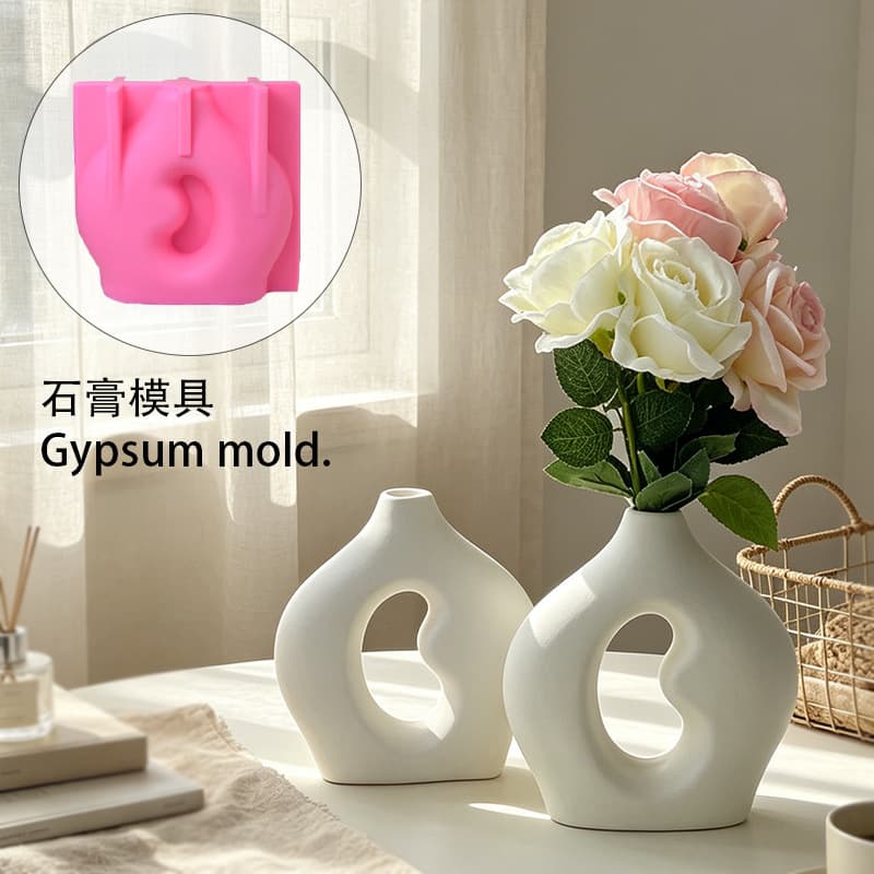 Hanwen New Artistic Hollow Vase Flower Arranger Mold DIY Scented Candle Silicone Mold Home Decoration Epoxy Resin