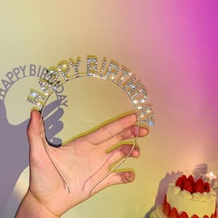 HAPPY BIRTHDAY Girl Headband, TikTok Same Style Sparkly Tiara Headband, Funny Party Hair Accessory