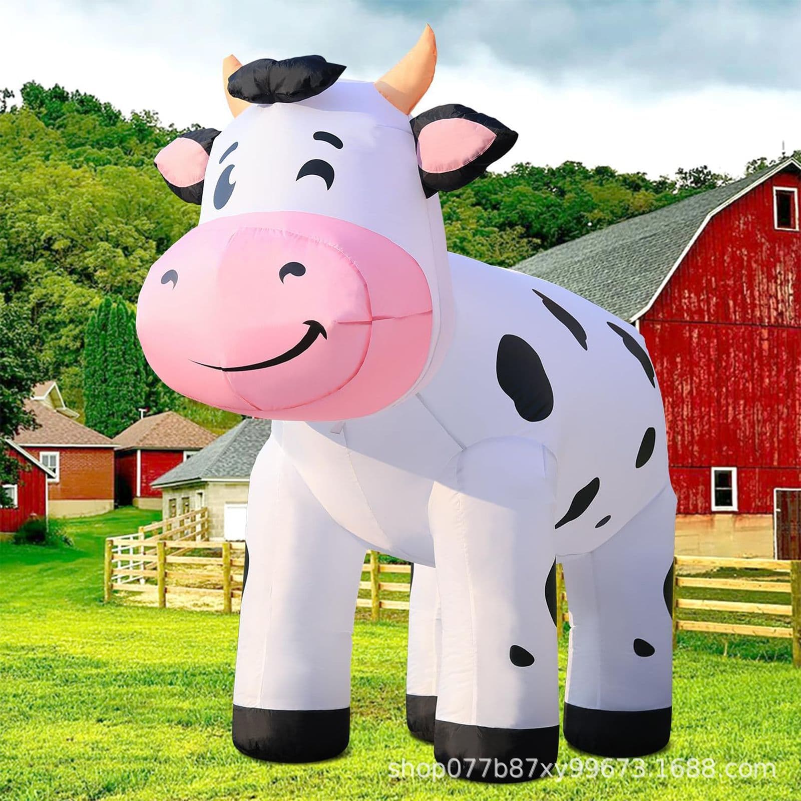 Cross-Border Christmas Light-Up Inflatable Cow 2m in Stock for Yard Decoration
