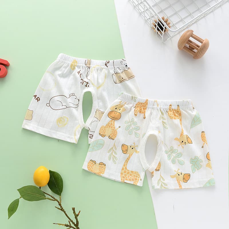 Baby shorts summer thin cotton boneless breathable sweat-absorbent category A baby crotchless pants for boys and girls