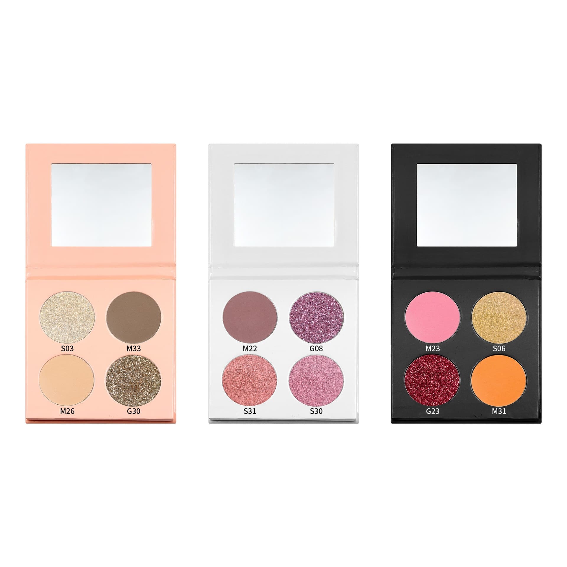 36mm Eyeshadow Palette 4-Pan DIY No Logo Cosmetic Eyeshadow Palette Shimmer Matte Glitter