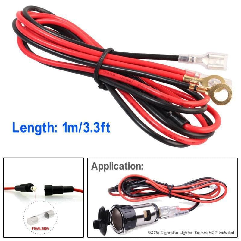 10A Fuse Wire for Car Audio Amplifier Charger, Electric Vehicle Universal Female Socket with Alligator Clip, USB