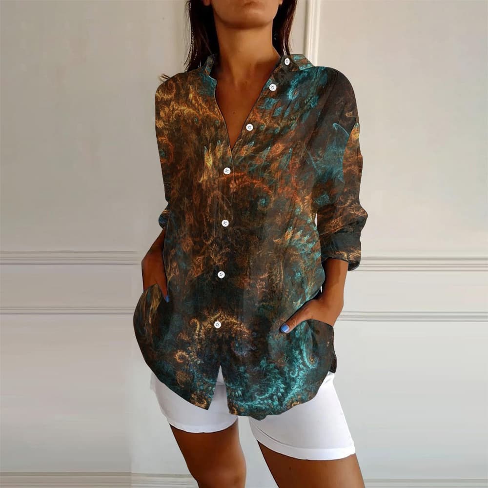 New European and American Cross-Border Fashion Casual Loose Floral Print Shirt