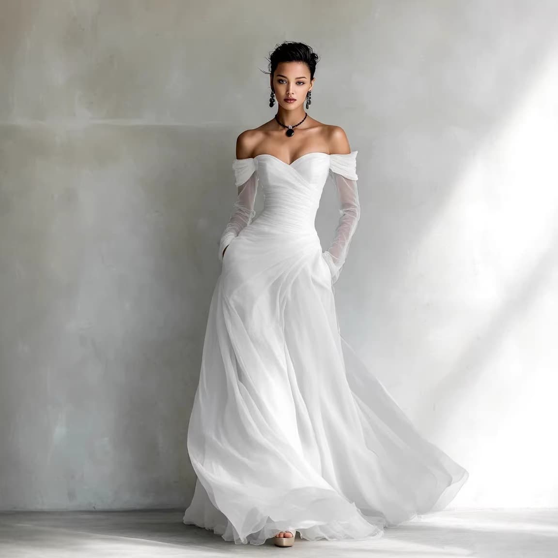 DM012 2026 New European and American Style Amazonian Elegant Mesh Strapless Long Dress Party Gown Factory High