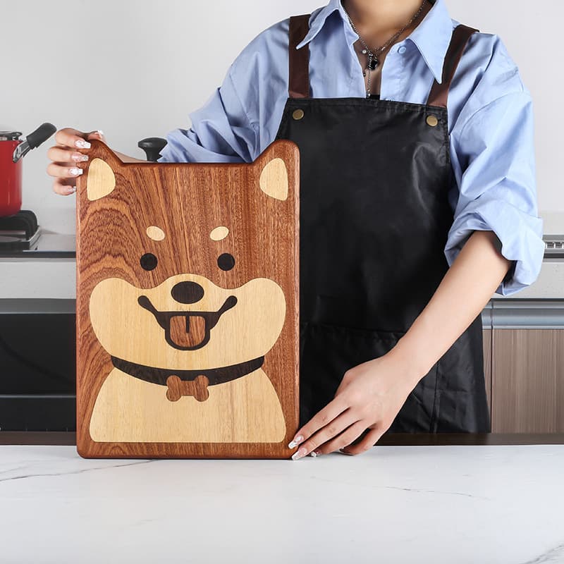 Ebony cutting board food supplement solid wood cutting board double-sided kitchen vegetable board cartoon kitchen cutting board fruit board whole wood