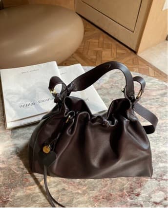 Manniqi Wen Qi Ins Trendy Cloud Drawstring Bucket Vegetable-Tanned Leather Tote Women Large Capacity Crossbody Bag Hobo Bag Women