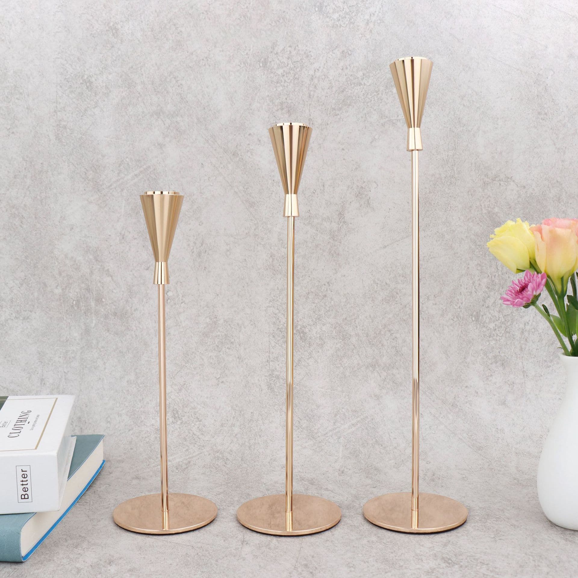 Vintage Candle Holder Small Decoration Table Western Romantic Candlelight Dinner Three-Piece Set Wedding Prop Decorative Candle Holder