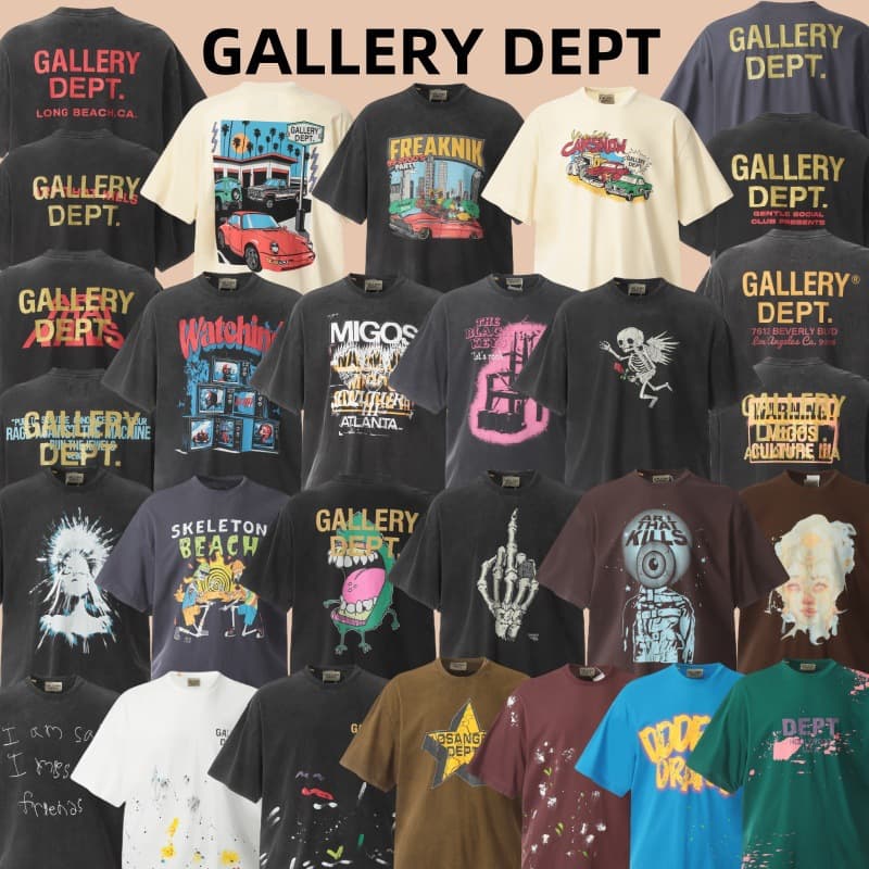GALLERY DEPT Vintage Graffiti Washed Retro High Street Loose Fit Unisex Short Sleeve T-Shirt Summer