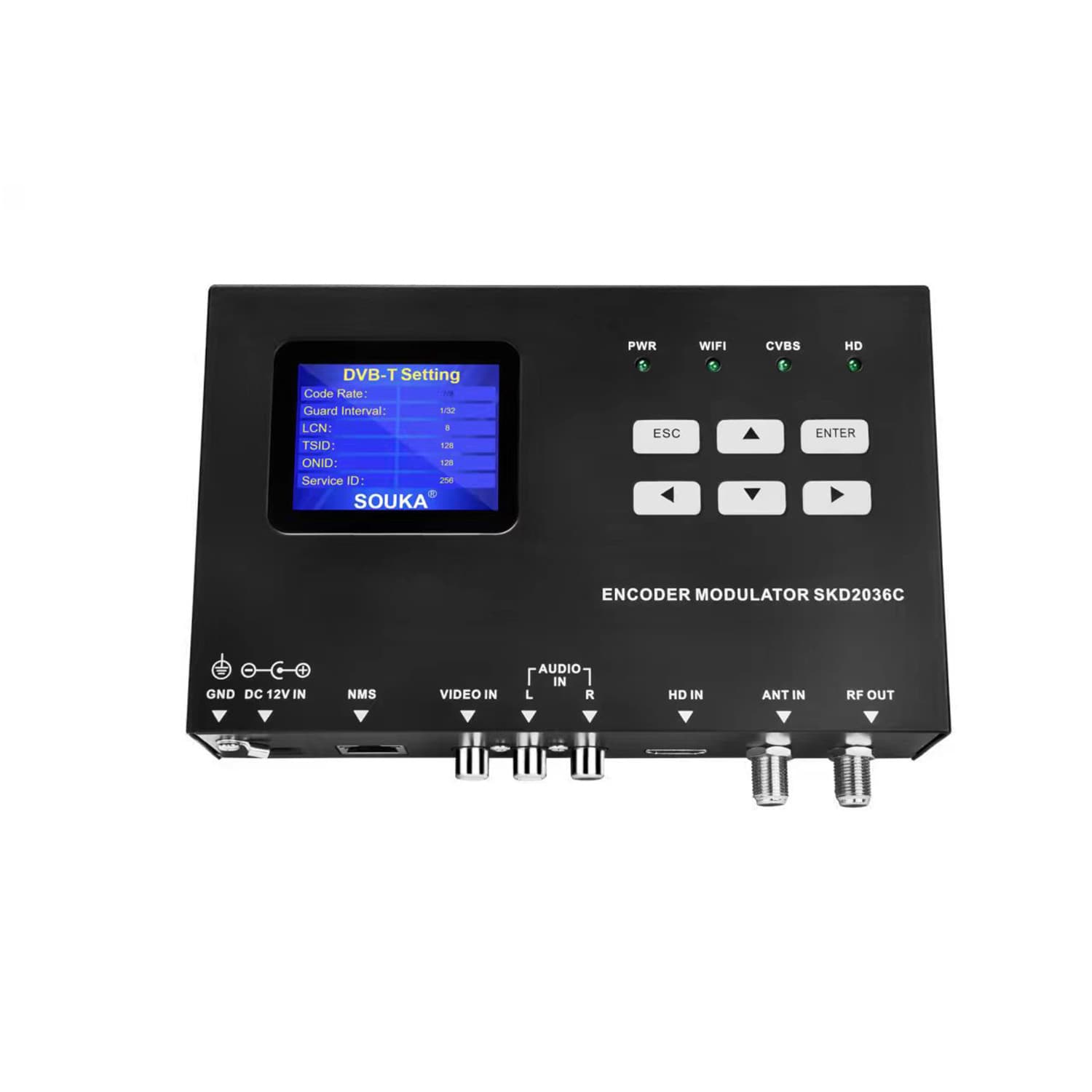 Single-Channel Agile HD Hotel TV Encoder Modulator HDMI+AV to DVB-T ISDBT Output