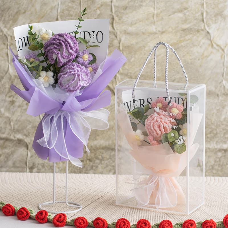 Handmade Crochet Carnation Rose Bouquet, Mother's Day Gift, Teacher's Day Gift, Creative Holiday Present for Girlfriend