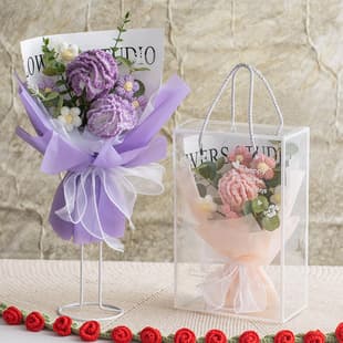 Hand Crocheted Carnation Rose Bouquet, Mother's Day Gift, Teacher's Day Gift, Girlfriend's Day Creative Gift