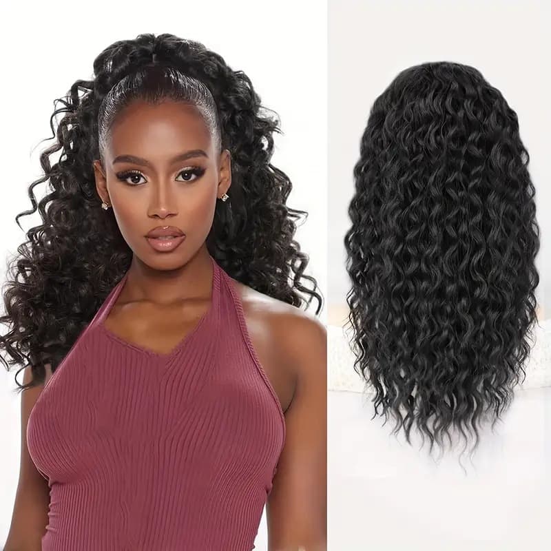 AliExpress TEMU Puff Ponytail Hair Extension for Women Small Curl Fluffy Drawstring Ponytail Hairpiece Puff Ponytail
