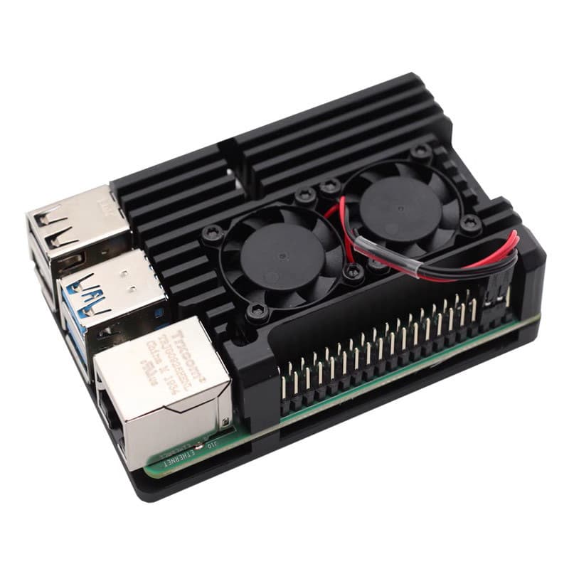 Raspberry Pi 4 Model 4B Metal Case Aluminum Alloy Chassis with Dual-Fan Cooling Armor