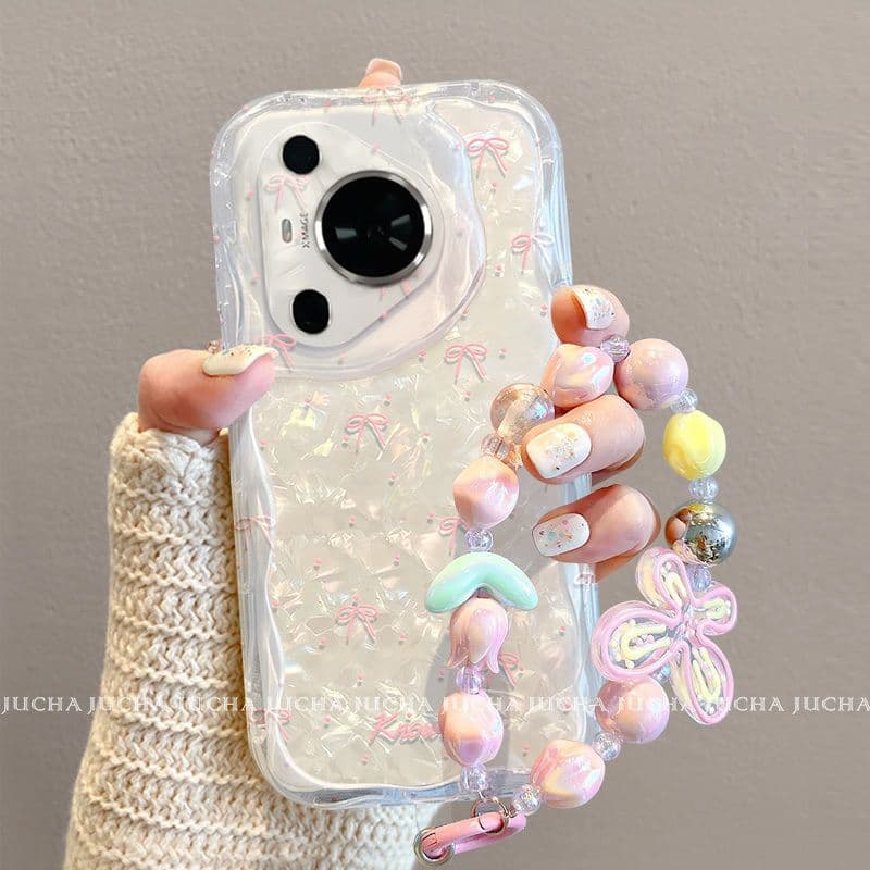 For Huawei Pura70 Pro Phone Case High Appearance Aesthetic HUAWEI P60 Art Women Pink Dots Bow