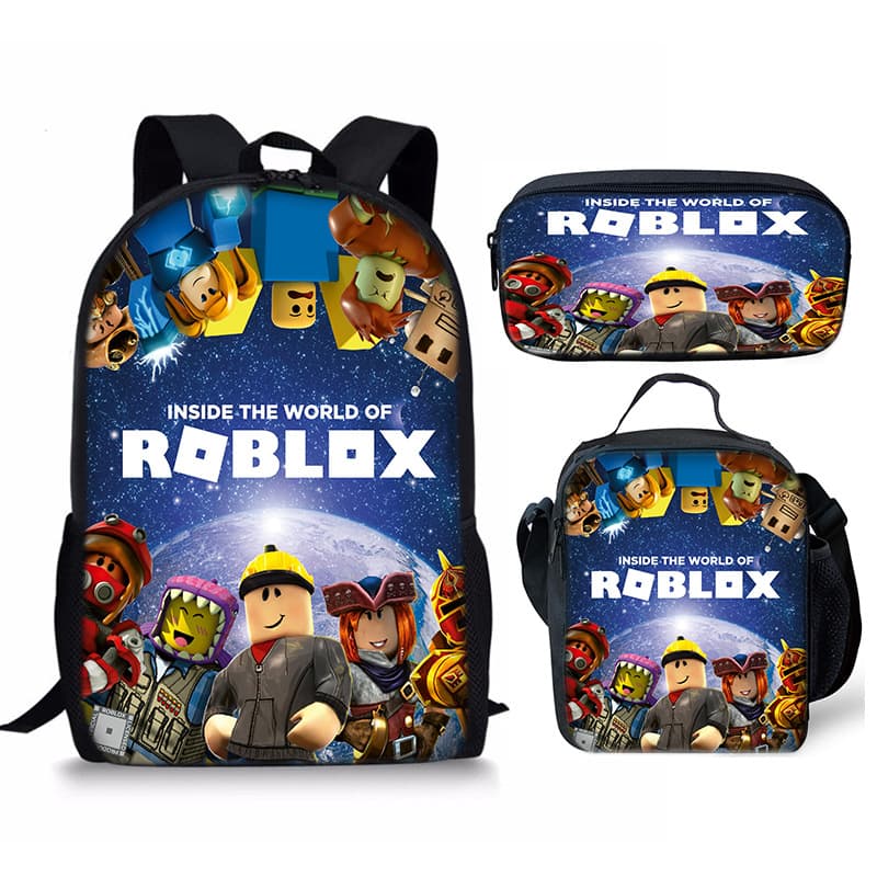 3D New Roblox Student Backpack Lunch Bag Pencil Case Set with Roblox Print, Three-Piece Set, Drop Shipping