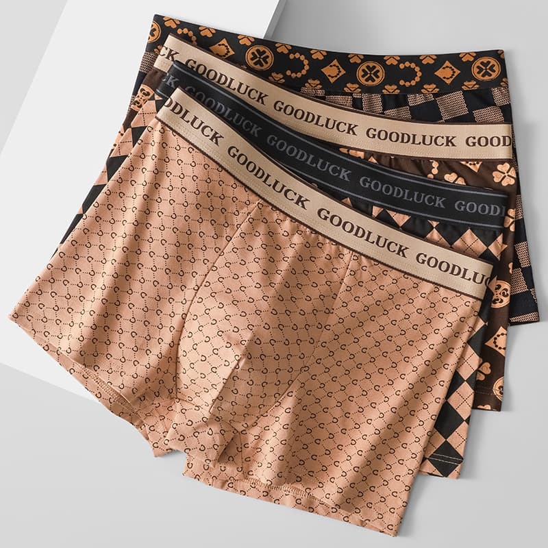 3109#Light luxury trendy brand men's printed thin breathable boxer briefs sexy and comfortable boxer briefs shorts