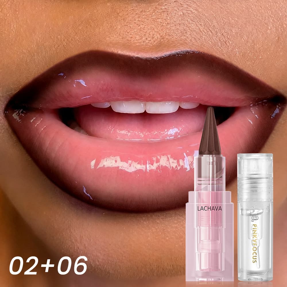 Amazon Hot Selling Matte Lipstick Lip Liner 2-in-1 Long-Lasting Pointed Lip Liner Lip Oil Set