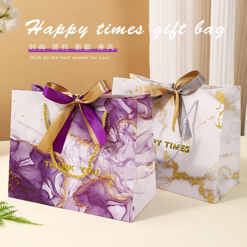 Marble Pattern Bag Clothing Shopping Packaging Bag Wedding Candy Return Gift Bag Ribbon Handbag Gift Box
