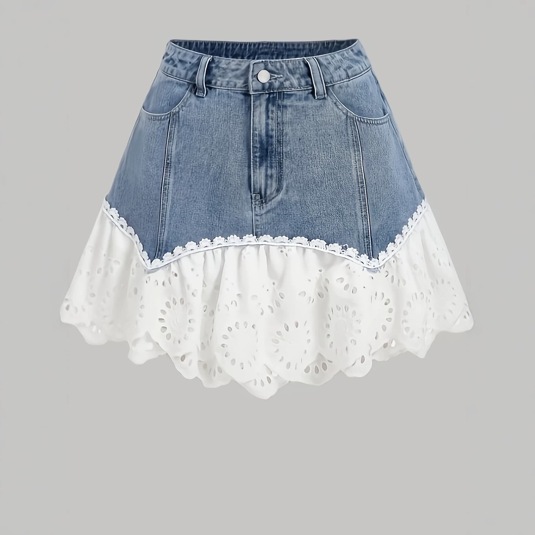 Popular Lace Patchwork Women's Versatile Lace Trim Skirt for Cross-border E-commerce TK Amazon Independent Stores