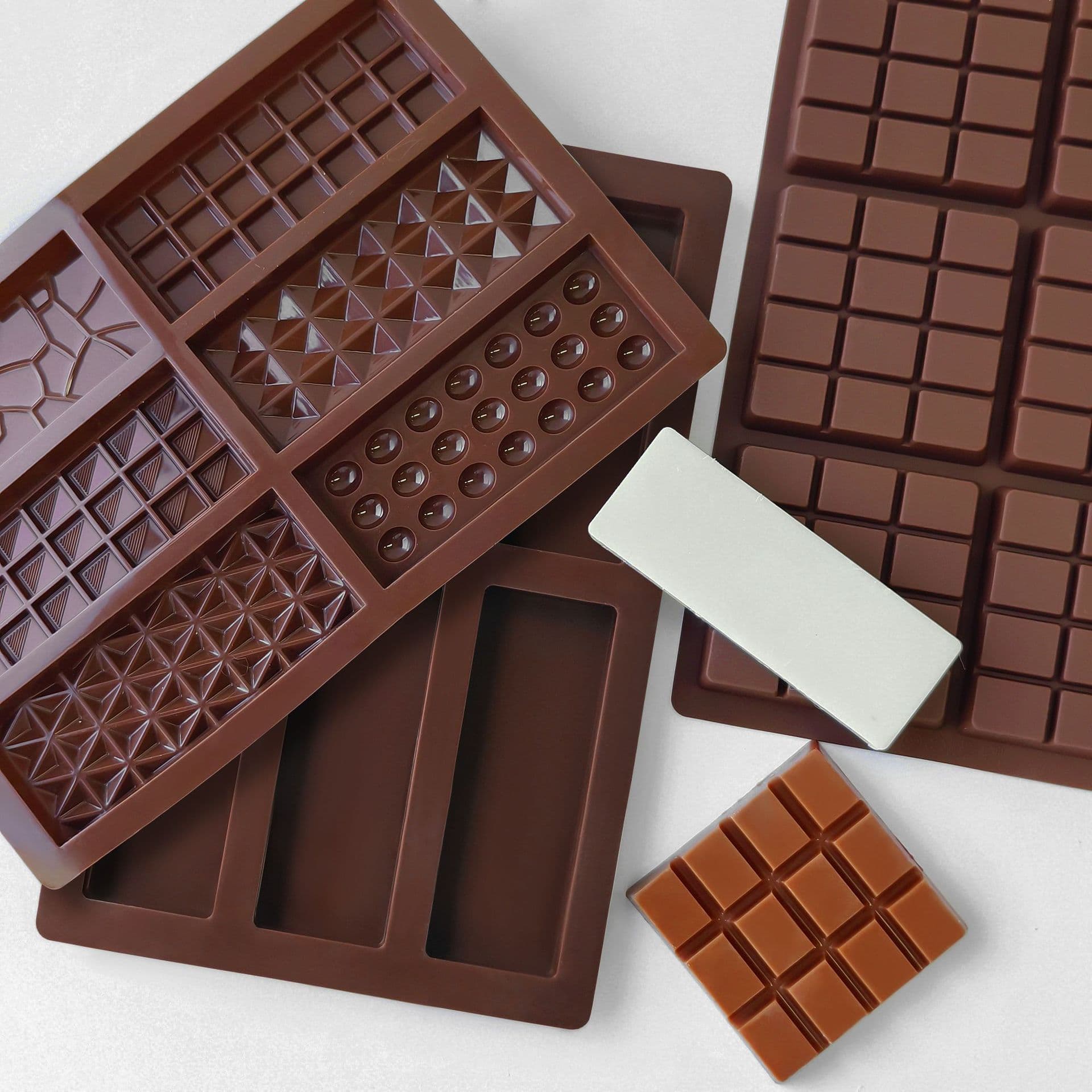 Food-Grade 6-Cavity Rectangular Chocolate Baking Mold DIY Long Strip Waffle Square Chocolate Silicone Mold
