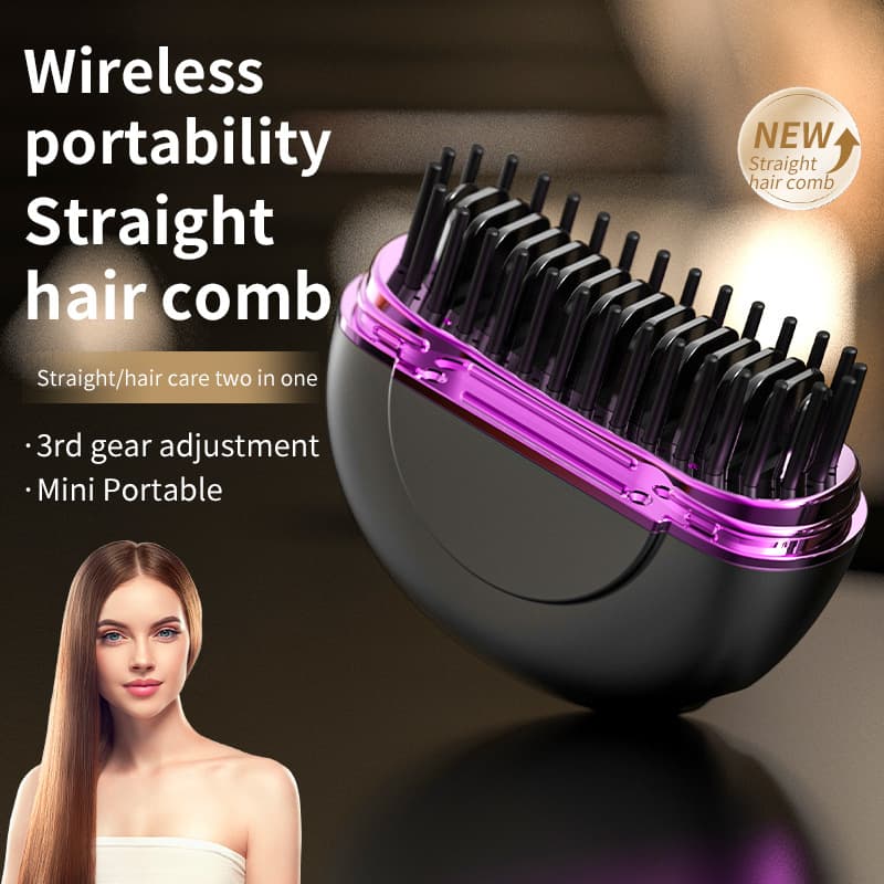 New Cross-Border Portable Wireless Straightening Comb, Non-Damaging, Curling and Straightening 2-in-1 Mini Rechargeable Straightening Comb Styling Tool