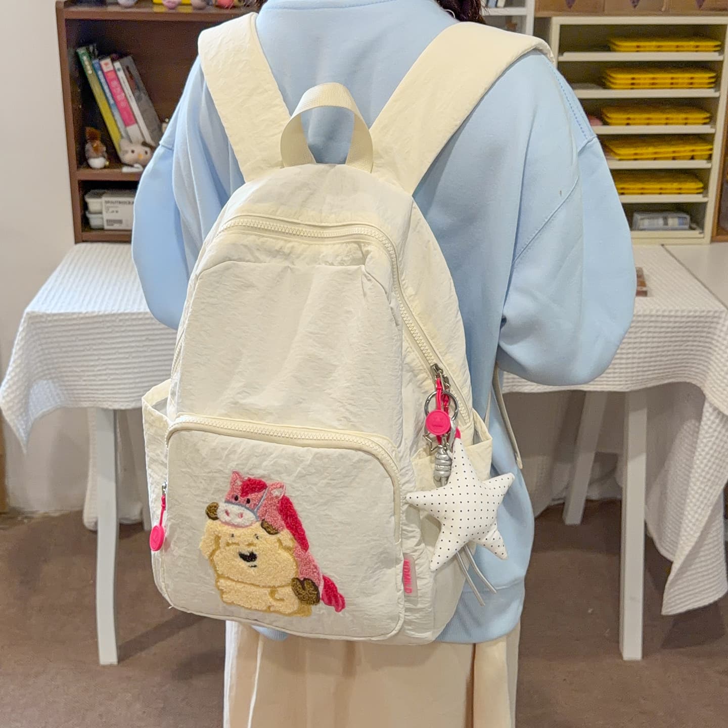 New Embroidery Backpack for Middle School Students, High-Aesthetic School Bag for Girls, Japanese-Style Lightweight Large-Capacity Casual Backpack