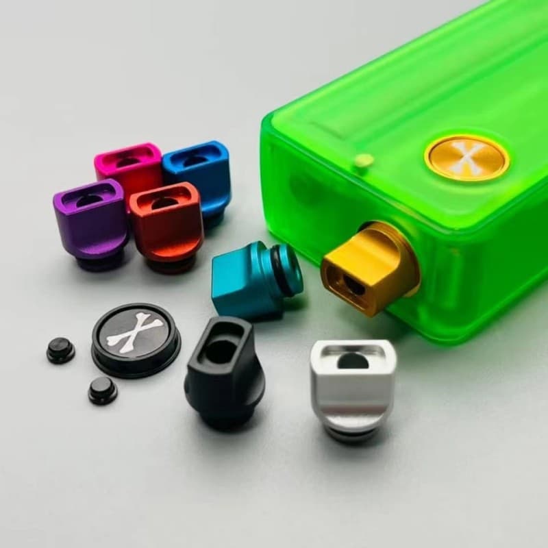 Aluminium Dot Aio V2 Drip Tip & Button Set for Billet Box - Flat Drip Tip