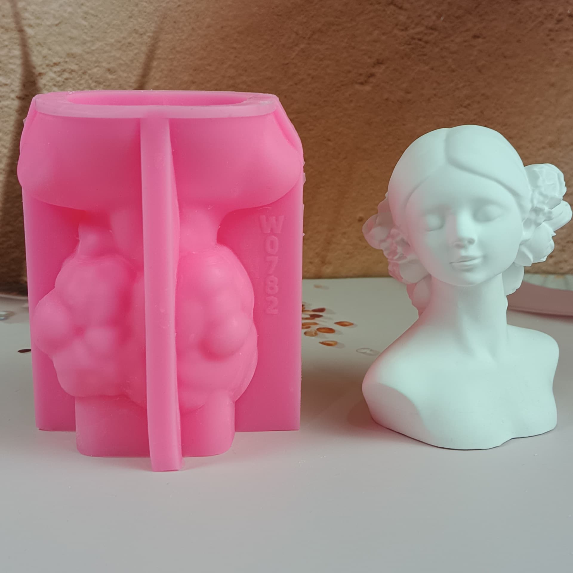 Flowers woman ornaments candle plaster DIY plaster ornaments candle holder silicone mold W0782