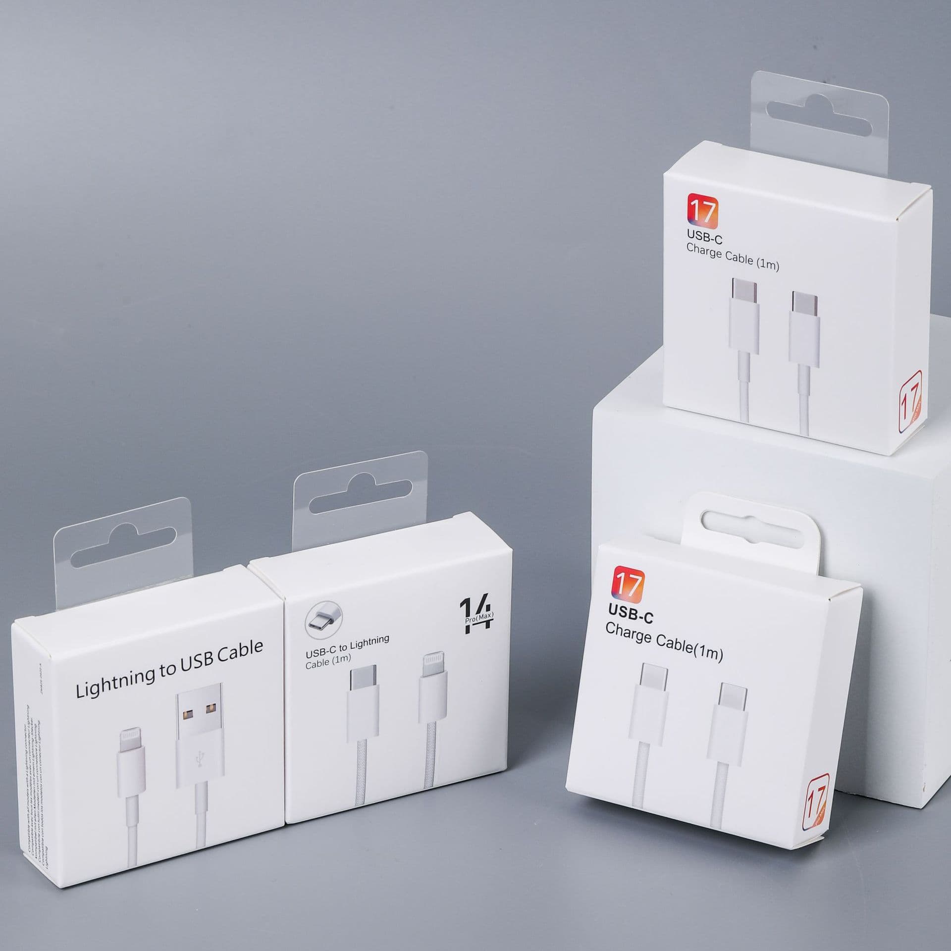 Compatible with Apple 14/17 Data Cable Packaging Box, PDC-C Charging Cable Paper Box, Small White Box in Stock
