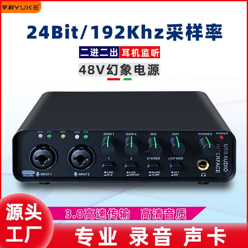 Professional Recording Sound Card for Instruments, Audio, Computer Internal and External Recording, Dedicated for Singing, Arranging, Mixing, with OTG Recording