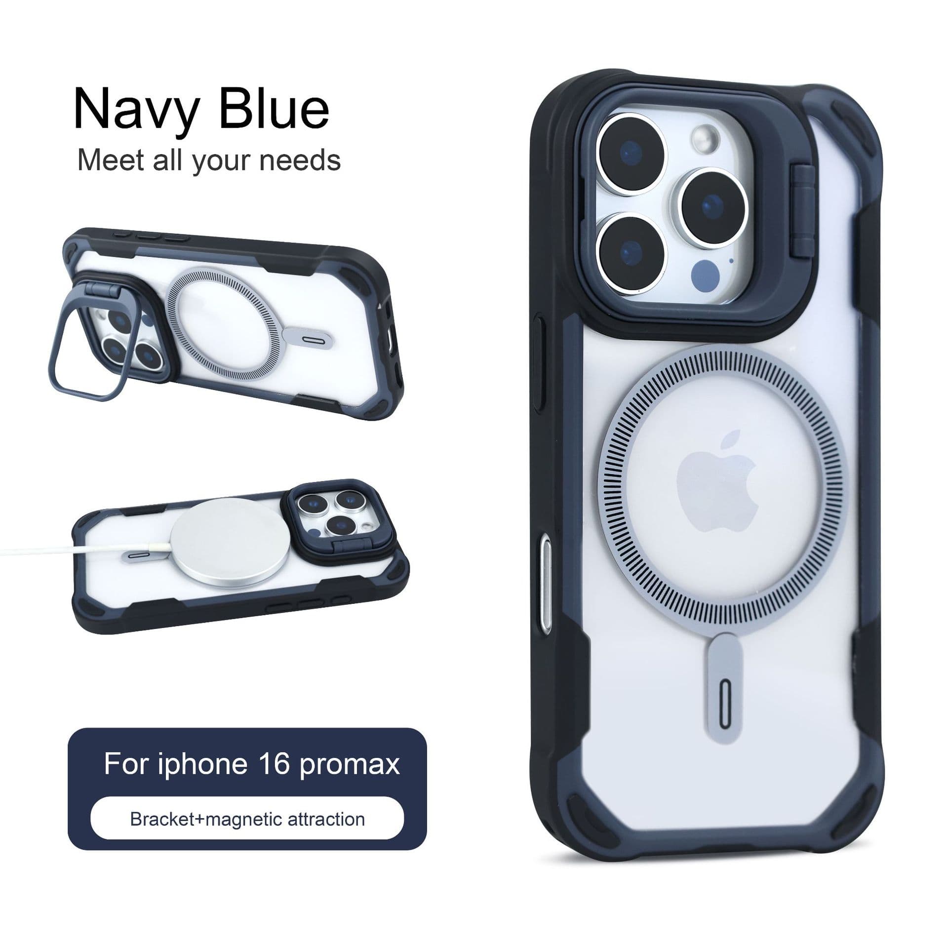 New Lens Cover Holder Compatible with iPhone 16 Pro Max Magnetic Phone Case for Apple 14 Drop Protection Case 13