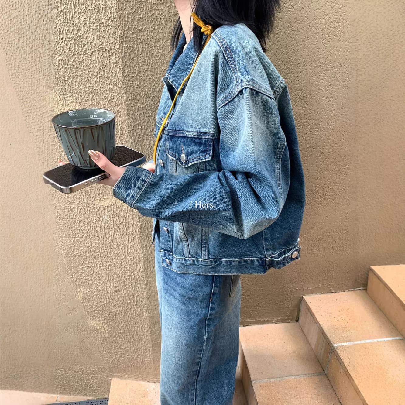 Hers Korean-style Simple Classic Vintage Washed Short Denim Jacket for Women, Spring/Autumn Petite Versatile Coat