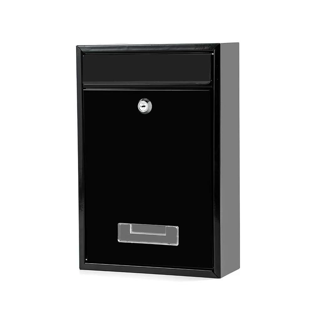 Outdoor Rainproof Metal Iron Mailbox with Key, Wall-mounted Lockable Mailbox in Rustic Style Creative Design
