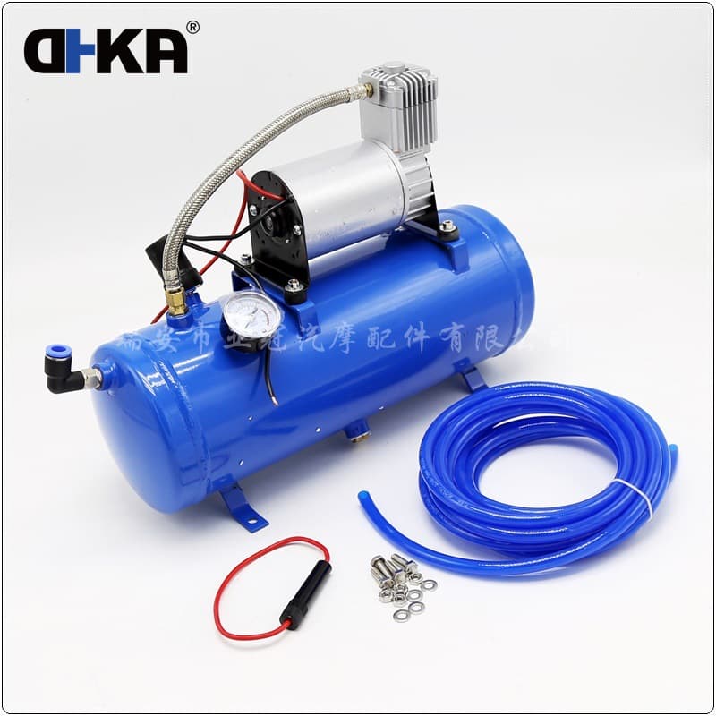 Universal in-stock horn modification air pump, blue 6L air compressor, 12V/24V suspension compressor.