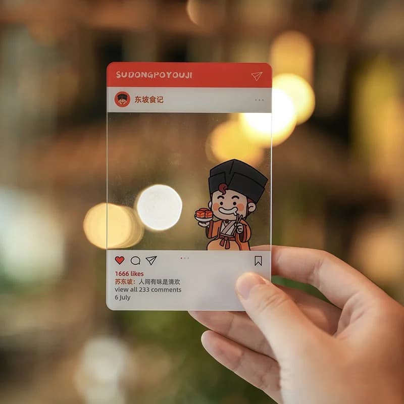 Peripheral Star Small Cards Food Blogger Character Transparent Cards, INS Matte Semi-Transparent Cards, PET Glossy Full-Transparent Star Cards