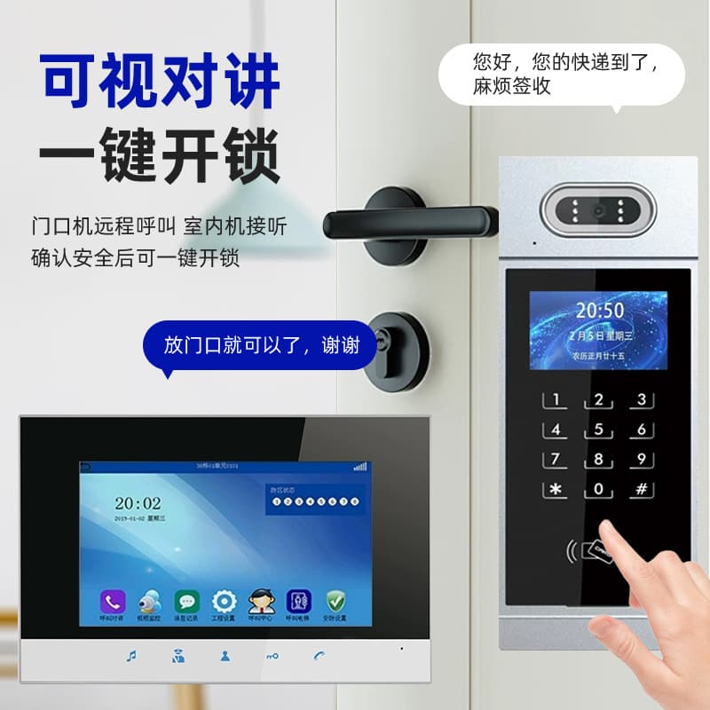 Smart Building Intercom System for New Residential Communities, Home Doorbell Video Indoor Remote Access Card Unlock Kit