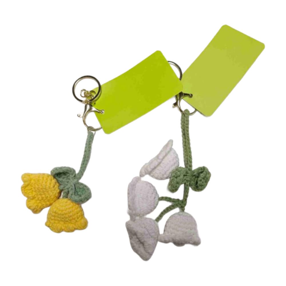 Creative Handmade Crochet Lily of the Valley Keychain Pendant Car Key Wallet Accessory Gift