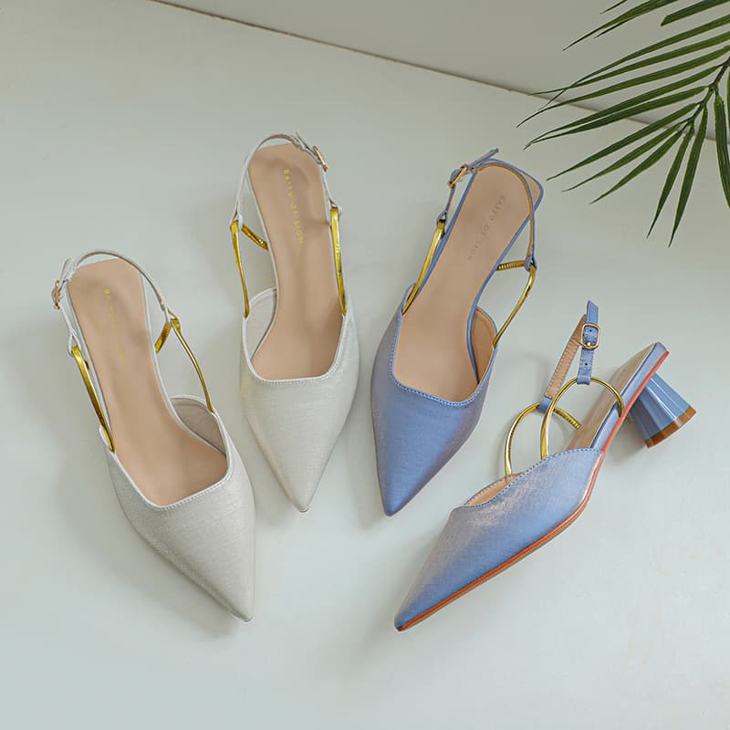 Fuhao Round Toe Chunky Heel Sandals Women 2023 Metal Strap Low Heel Front Wrap Back Strap Fashion Women's Summer Heels