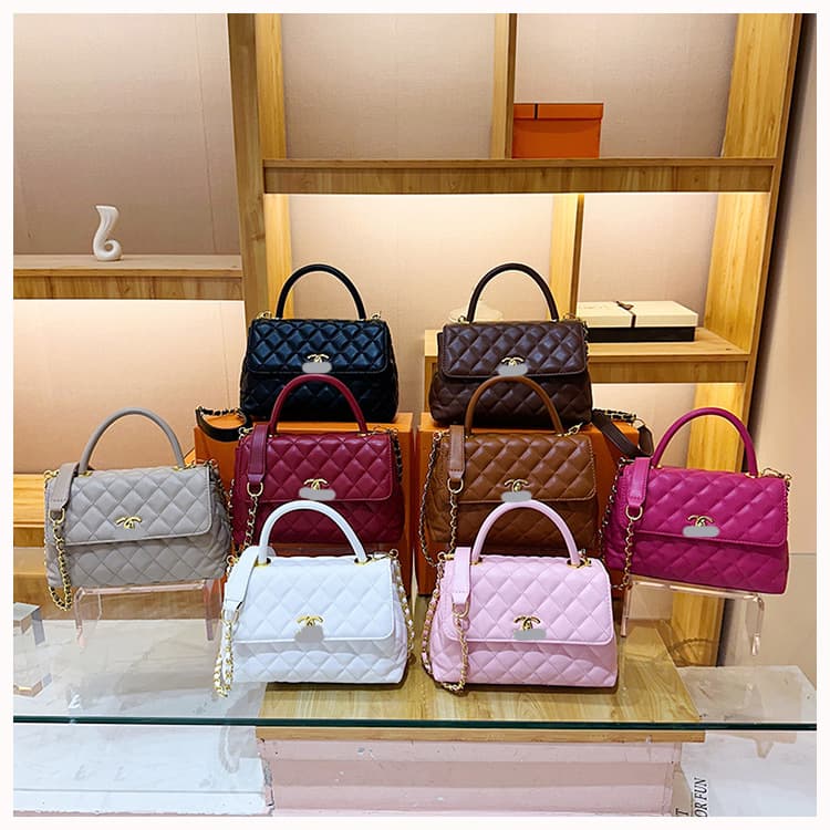 2026 New Style Chanel-Inspired Quilted Handbag for Women, Double C Lock Chain Shoulder Crossbody Bag, Textured Small Square Bag