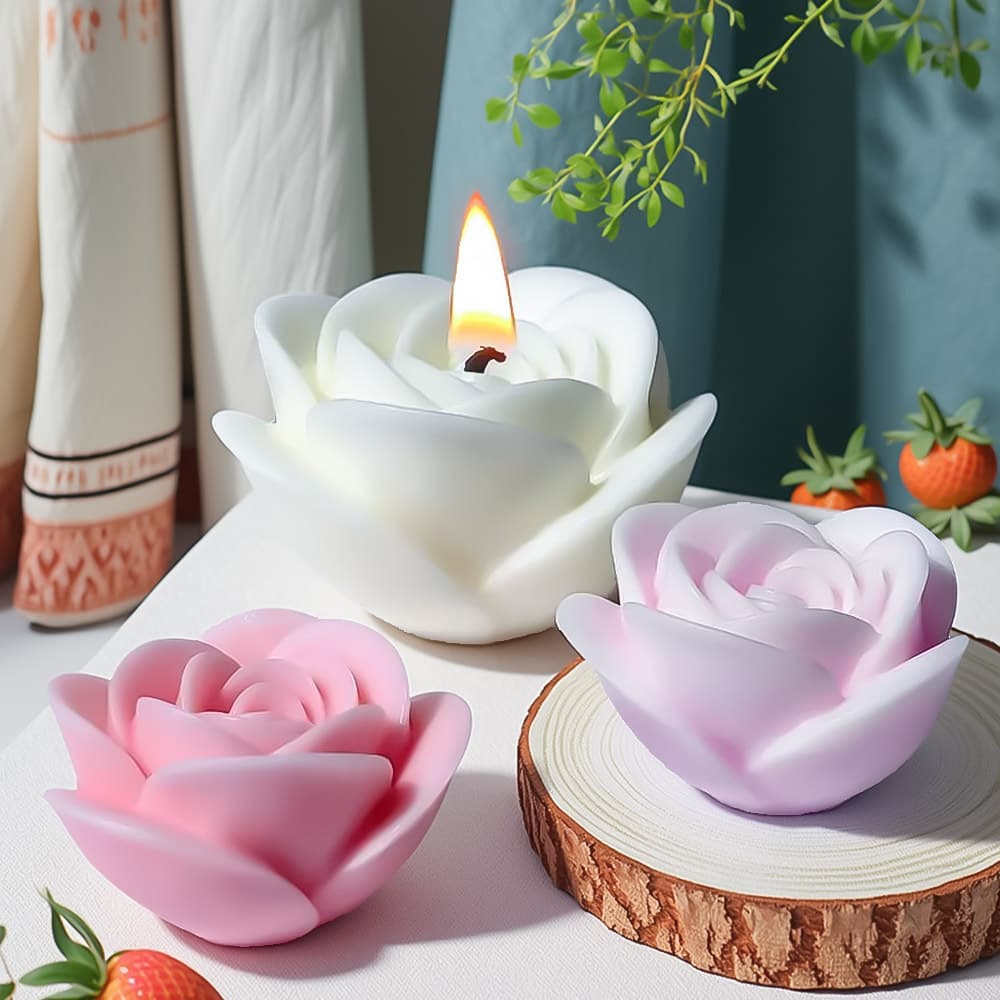 Valentine's Rose Candle Mold, Aromatherapy Candle Plaster Romantic Gift, Atmosphere Shaped Flower Candle