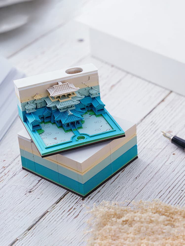 3D Paper Sculpture Sticky Notes Hand-Tear Memo Chinese Style Artwork Forbidden City Cultural Stationery Desktop Ornament