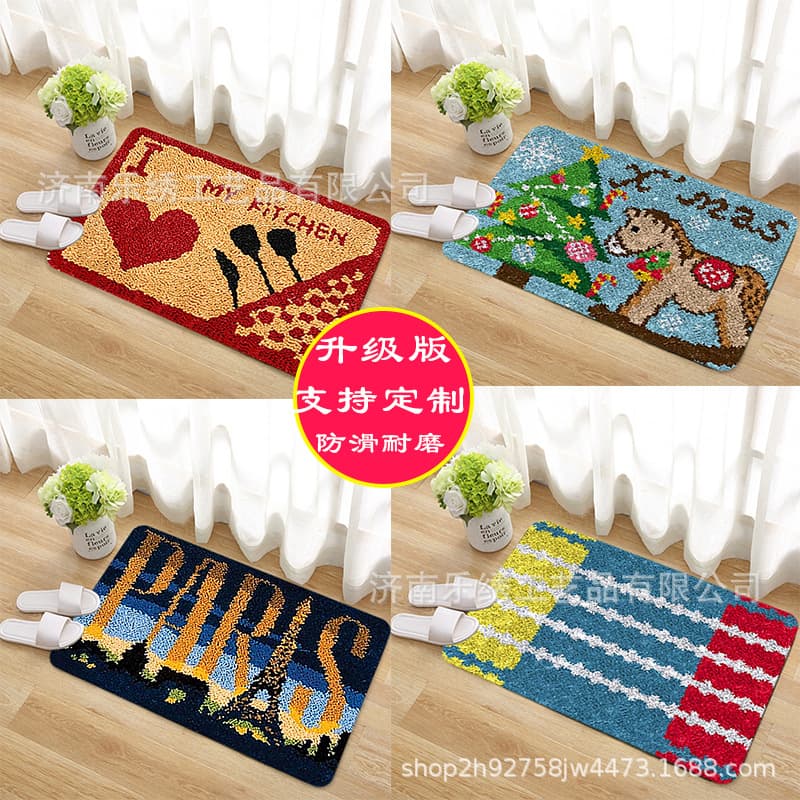 Manufacturer's supply section embroidered floor mats, carpet embroidery cushions woolen embroidery handmade DIY crochet color printing network cross-border exclusive supply