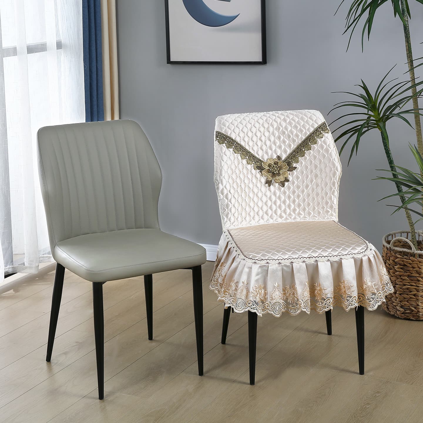 Bracket New Style Dining Chair Cover Nordic Light Luxury Home Dining Chair Cover Backrest Chair Cushion Curved Stool Cover Wholesale
