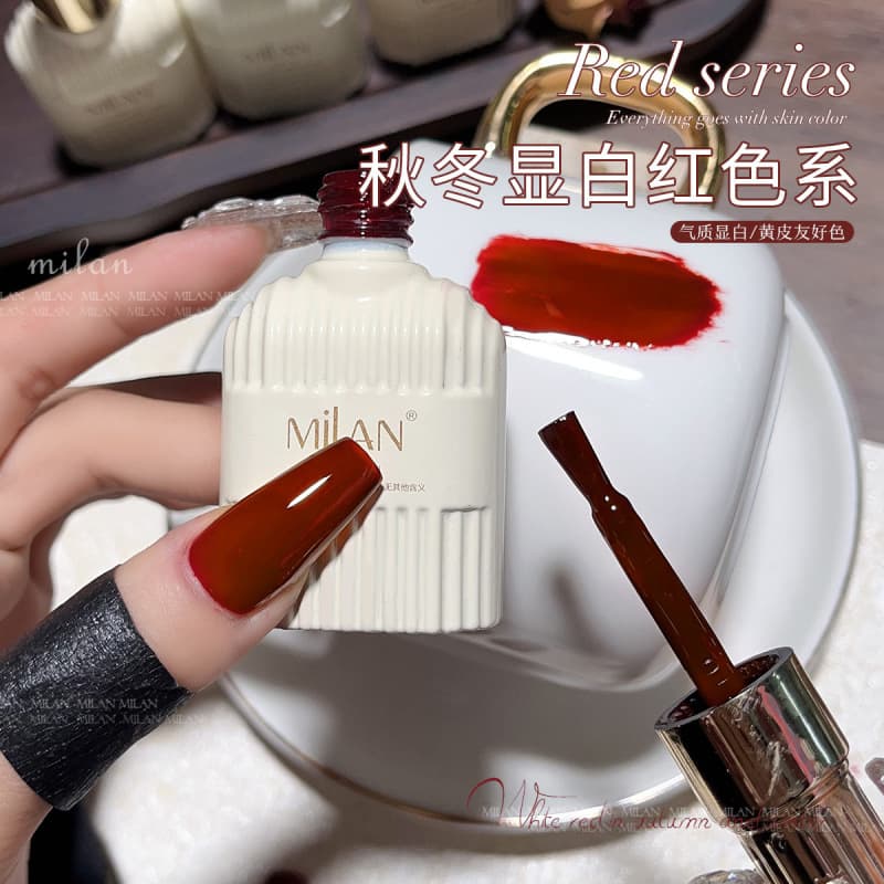 Milan New Year Ruby Series No. 4 2024 New Wine Red Solid Color Whitening Nail Polish Gel Manicure Shop