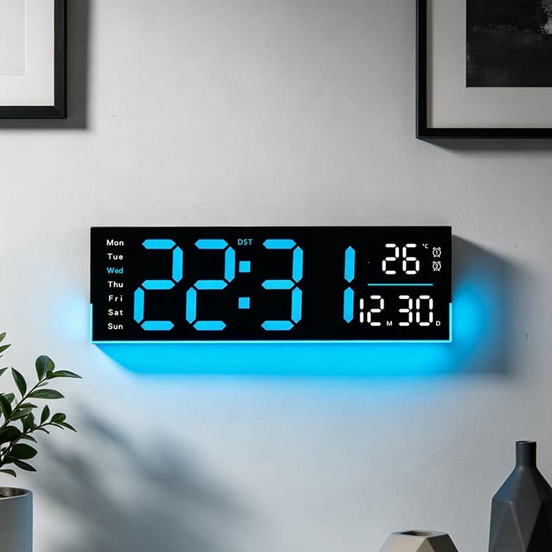 LED simple digital large screen clock living room wall clock multifunctional atmosphere light clock 6699 Yida time modern